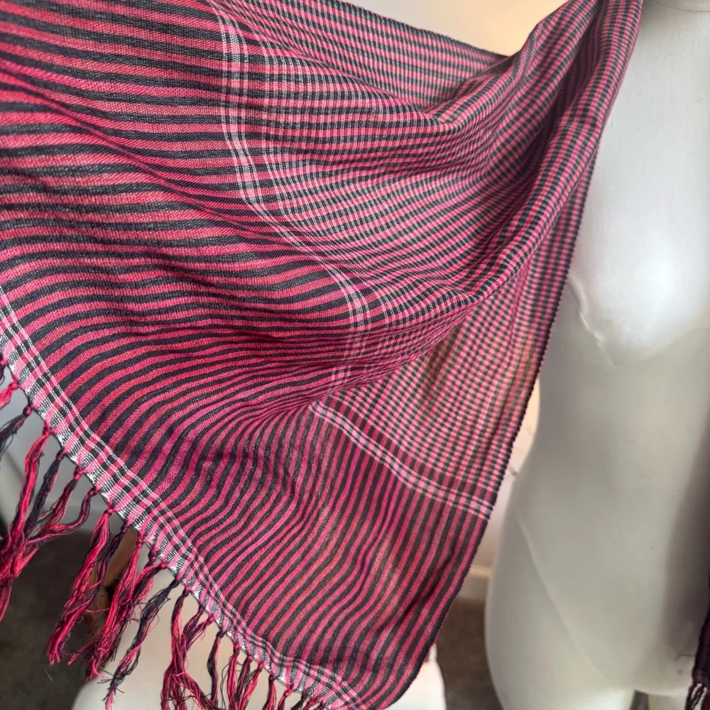 Striped Burgundy and Black Scarf